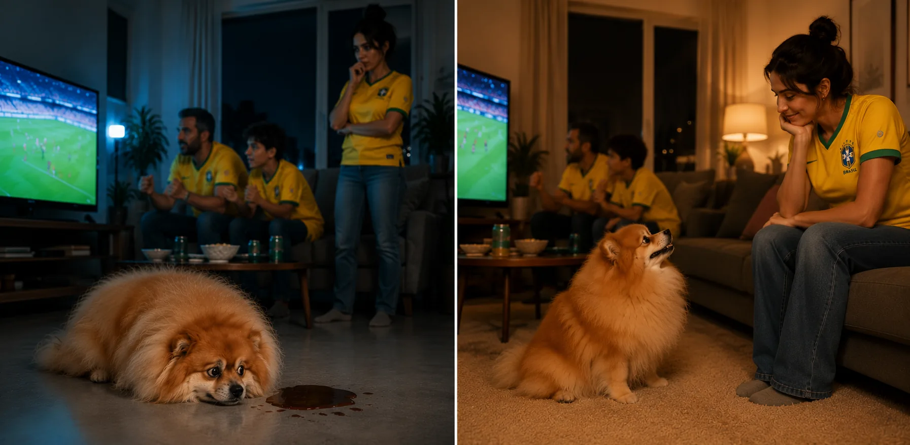Tutora e Spitz durante os fogos